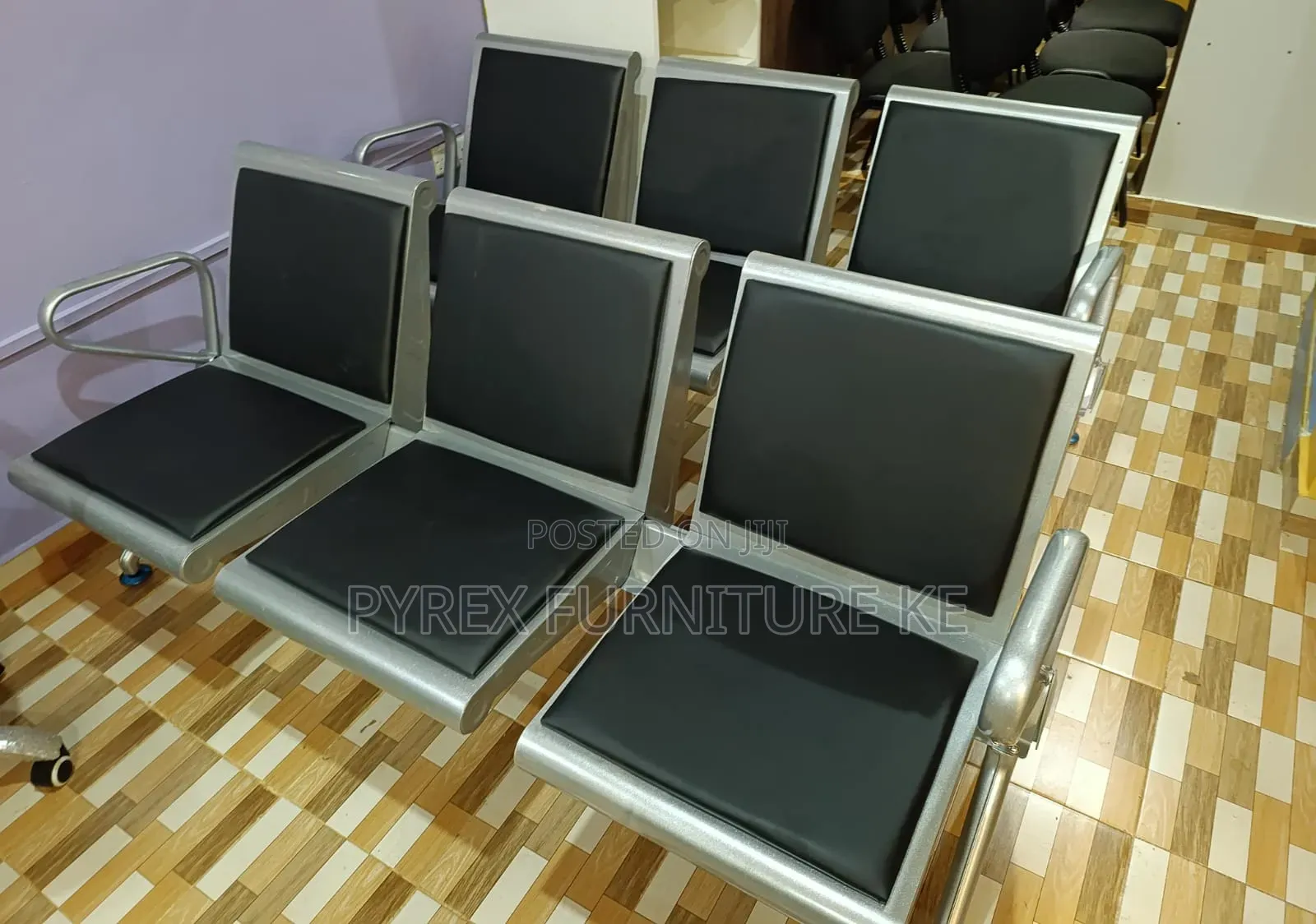 3 Person Linked Waiting Chair With Metal Frame