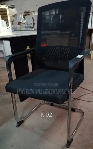 Black Fabric Cantilever Chair With Armrests Model 1902