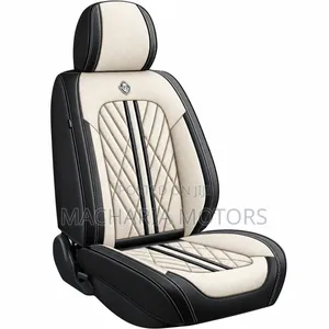 Biege Black 5 Seater Seat Covers With Neck Pillows