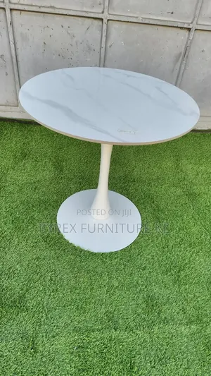White Sintered Stone Top Tulip Cafe Table