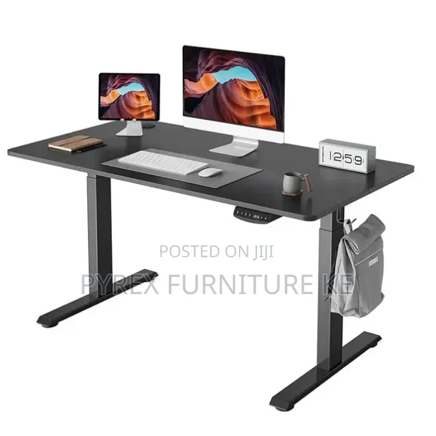 Black Modern Sit-Stand Workstation With Memory Control