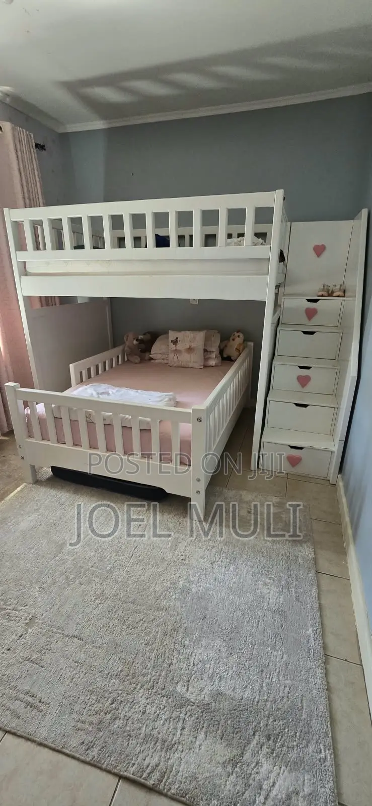 Double Decker Kids Bunk Bed With Staircase and Storage
