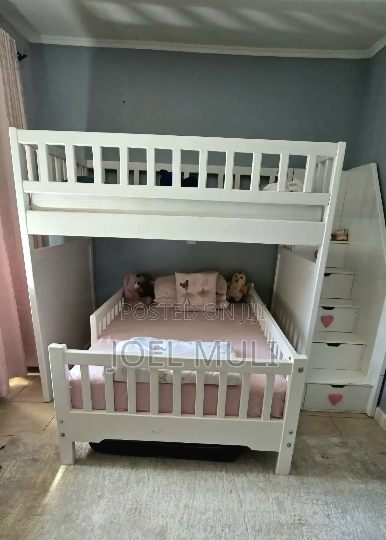 Double Decker Kids Bunk Bed With Staircase and Storage