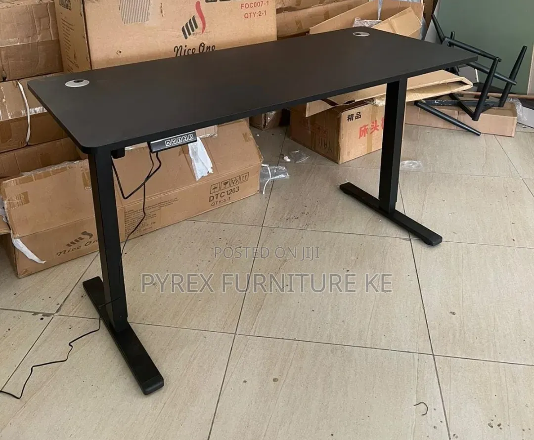 Modern Black Executive Desk With Electric Lift System