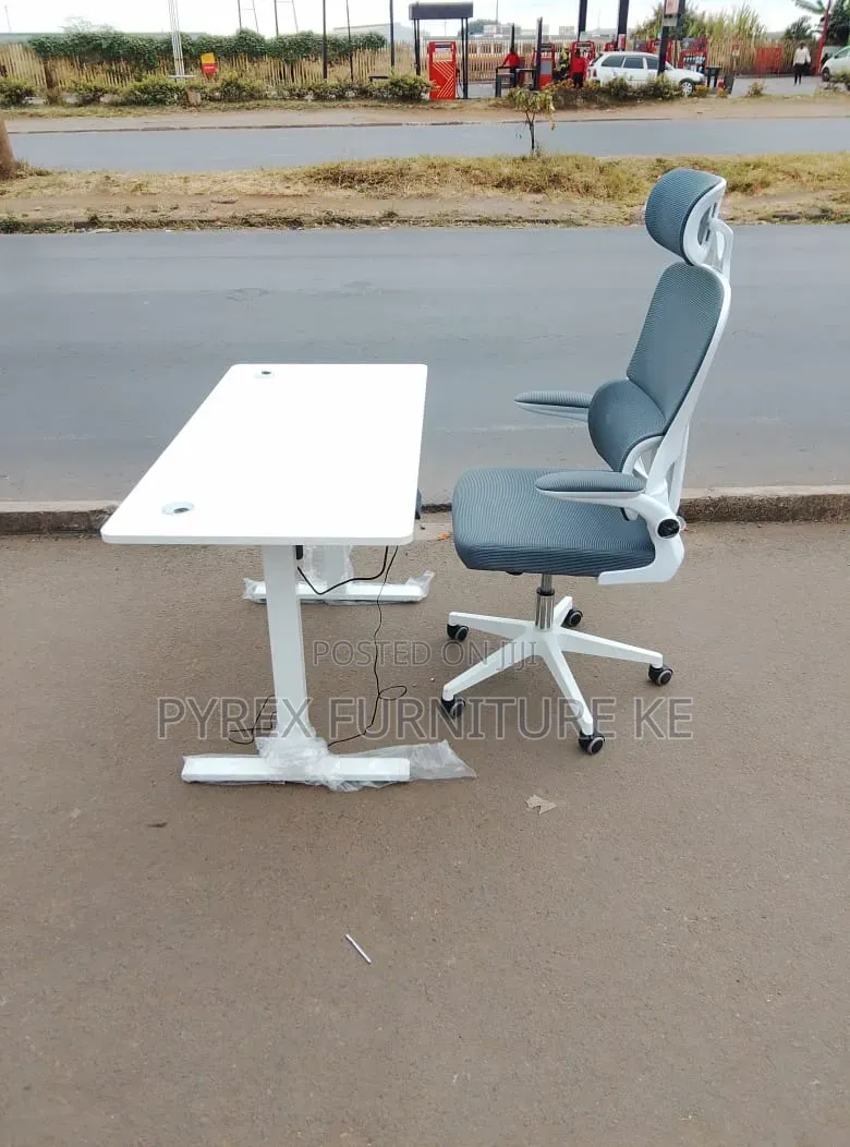 White Sit-Stand Workstation With Memory Control