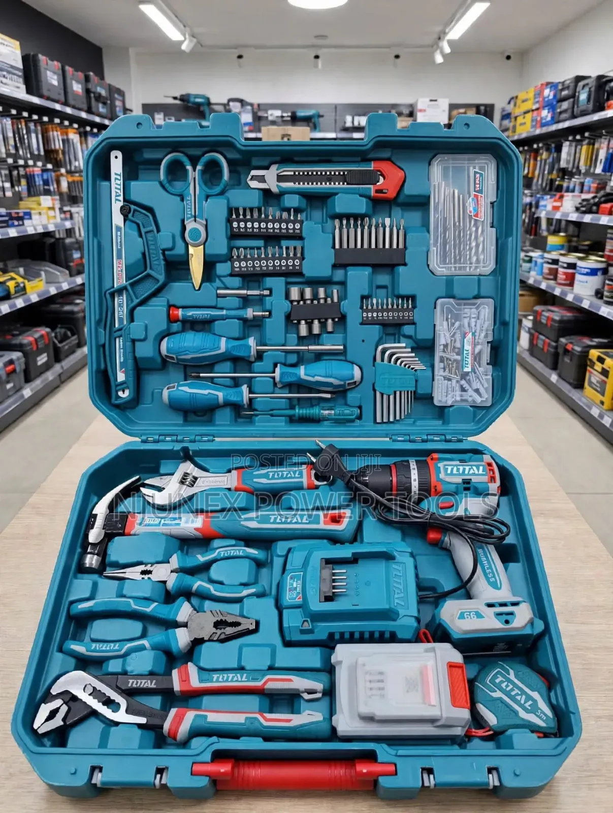 Total THKTHP41667 (166-Piece) Cordless ImpactDrill and Hand Tool Set