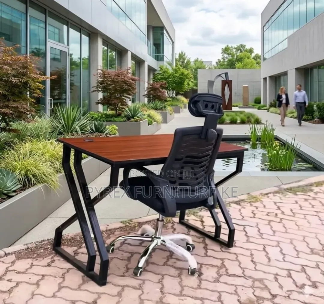 Metal Frame Office Desk Setup