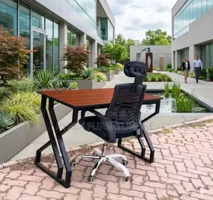 Metal Frame Office Desk Setup