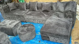 7 Seater Dark Grey Chesterfield Sectional Set