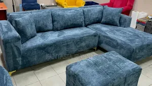 7 Seater Blue L-Shaped Sectional Sofa + Free Delivery