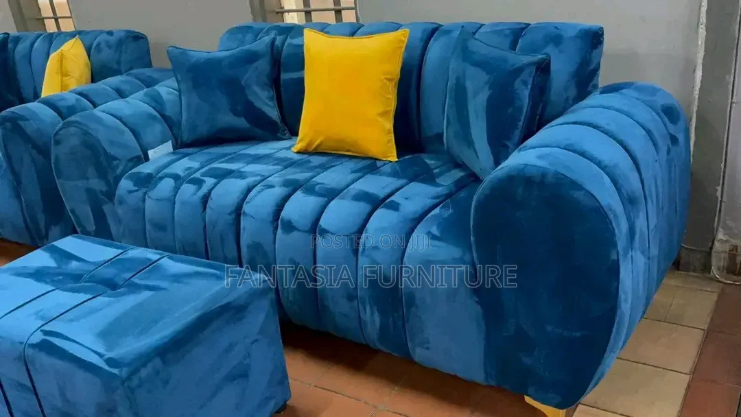 3 Seater Blue Bubble Sofa.