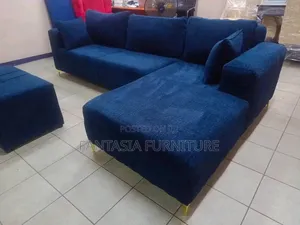 7 Seater Navy L-Shaped Sectional Sofa + Free Delivery