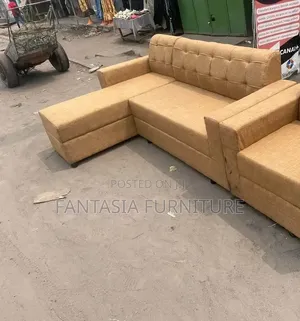 5 Seater Yellow L-Shaped Sectional Sofa + Free Delivery