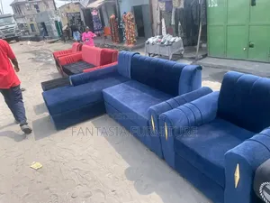 5 Seater Yellow L-Shaped Sectional Sofa + Armchars