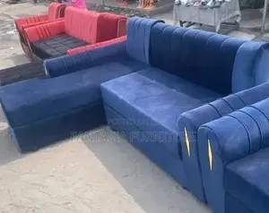 5 Seater Yellow L-Shaped Sectional Sofa + Armchars