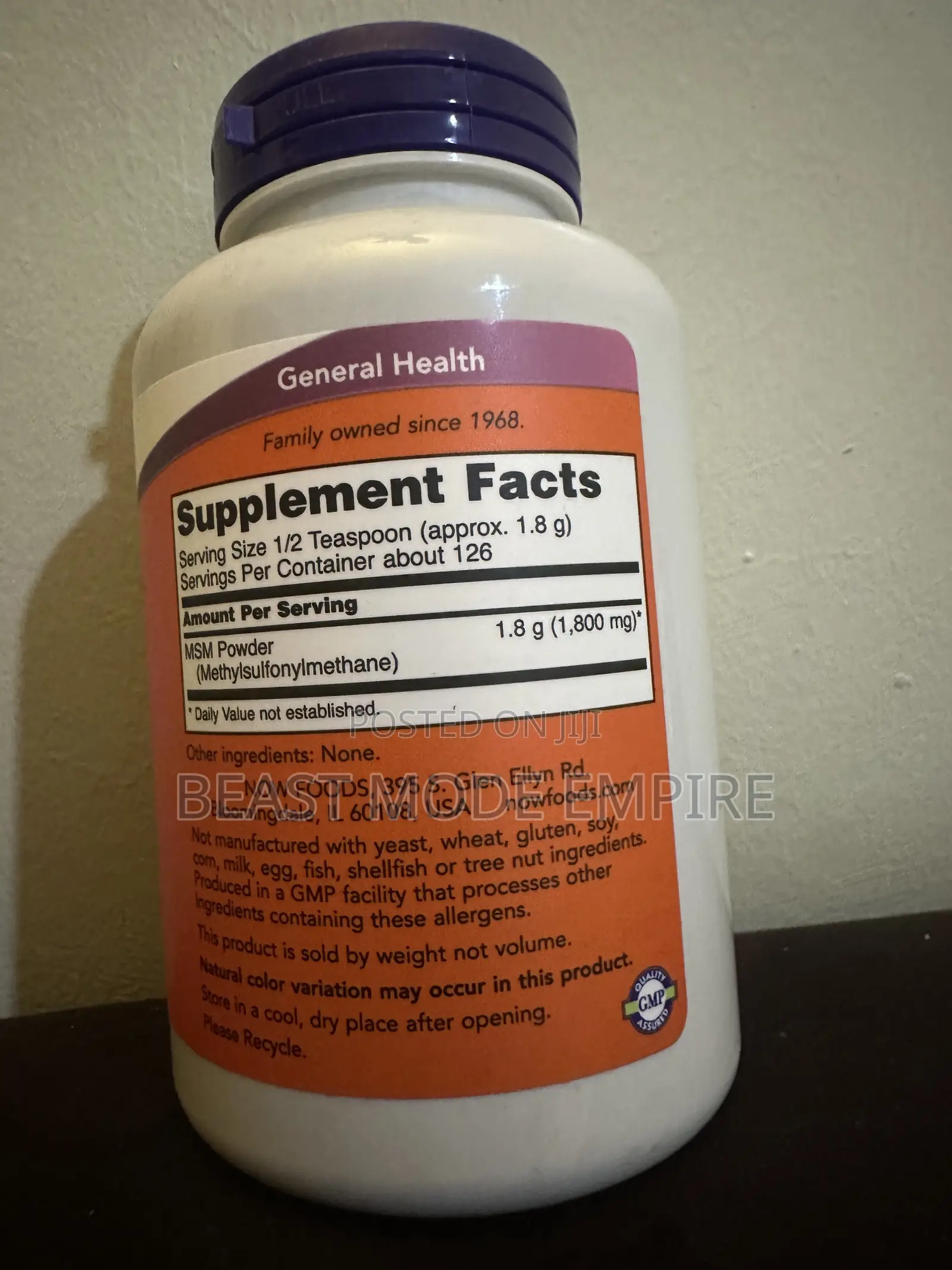 MSM Powder,joint Health,126servings,made in USA