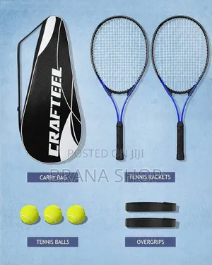 Sporty Blue Lawn Tennis Racket Set With Ball