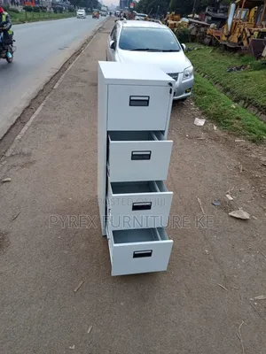 Grey Vertical File Cabinet With Lock and Handle Office Storage