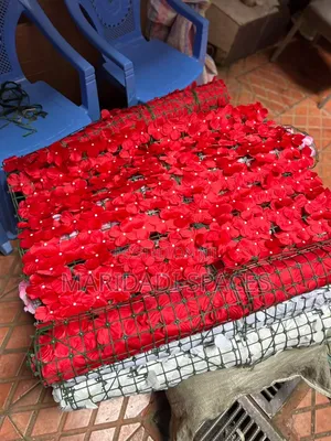 Red Artificial Flower Fence for Compound and Decor