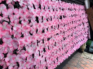 Pink Artificial Flower Privacy Fence for Balcony