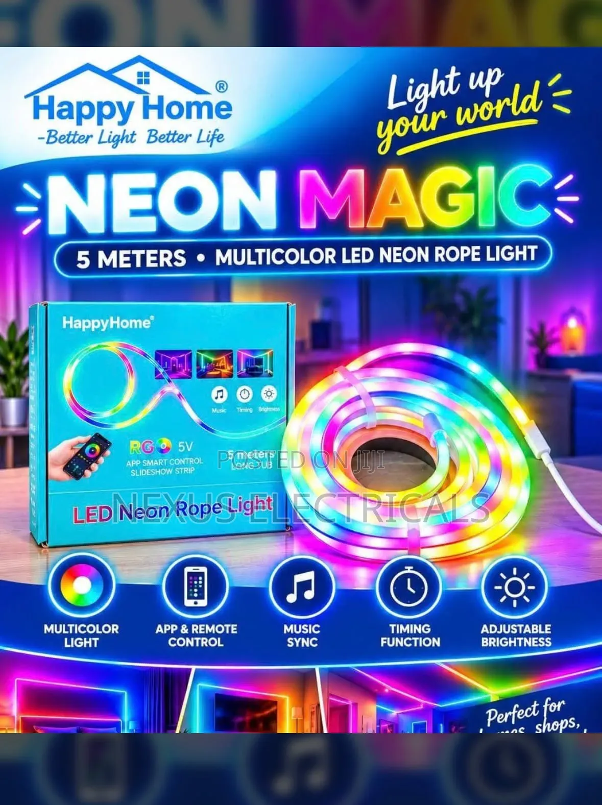 5 Meters Multicolor LED Neon Rope