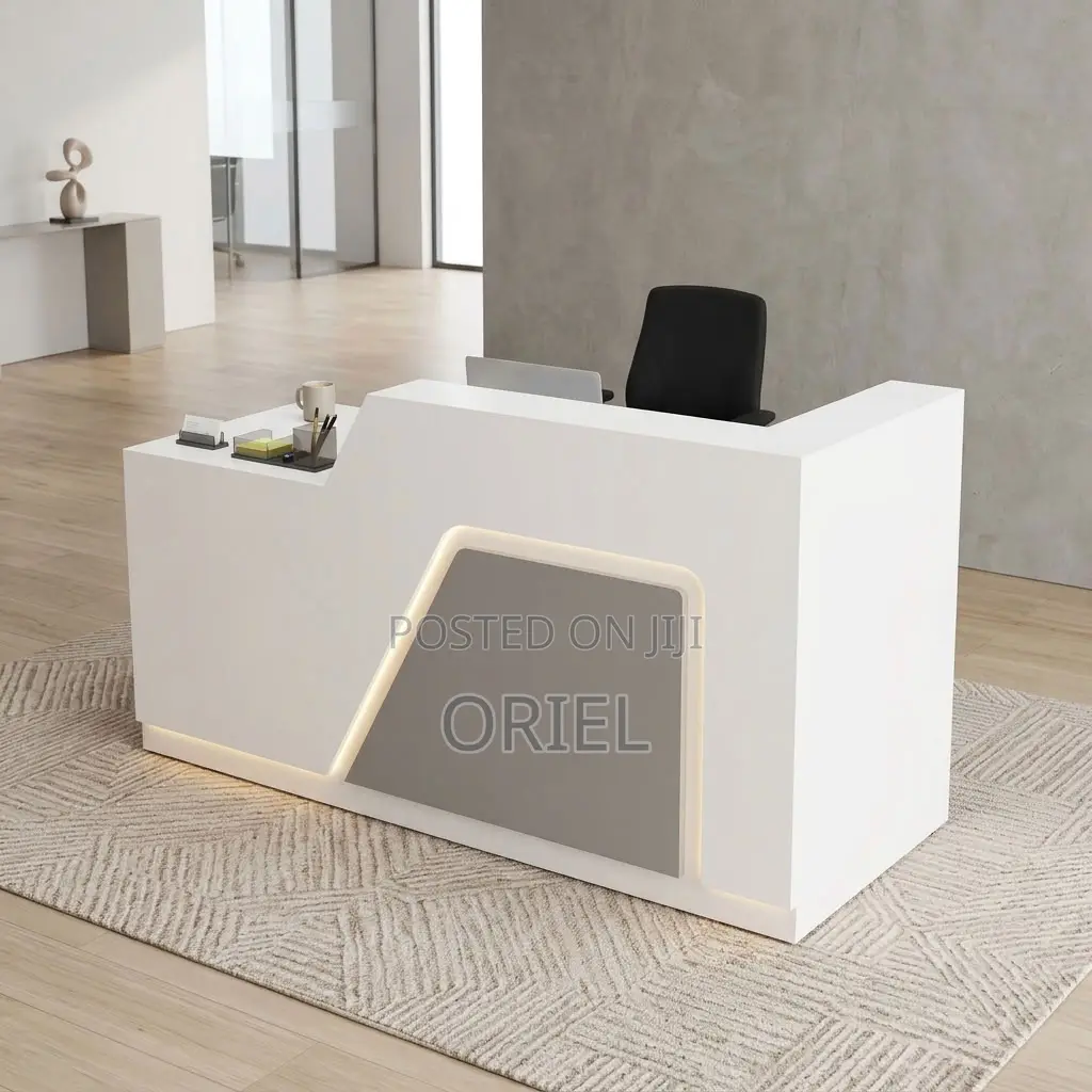 Office Reception Desk : LED-lit Front Office Reception Counter Desk