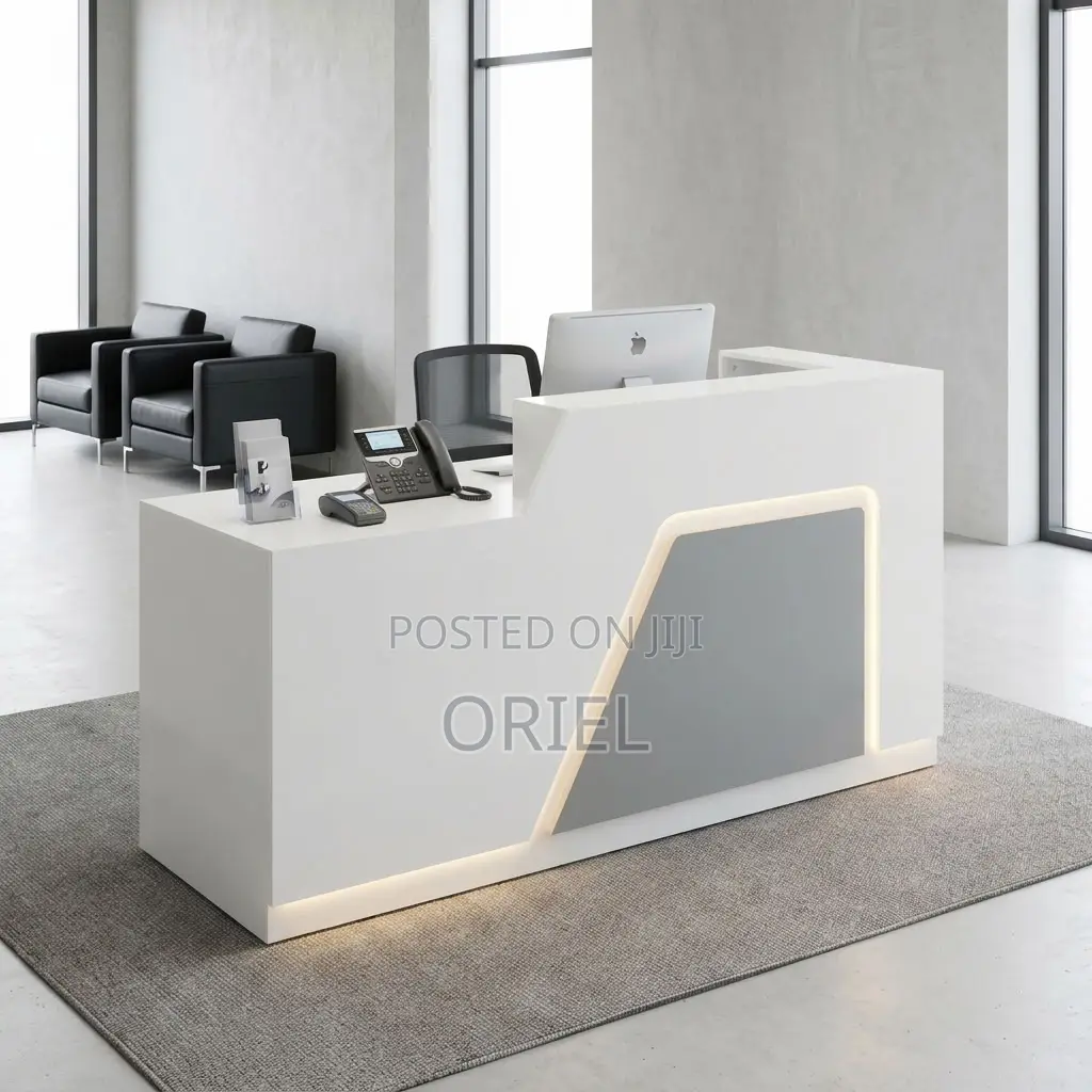 Office Reception Desk : LED-lit Front Office Reception Counter Desk