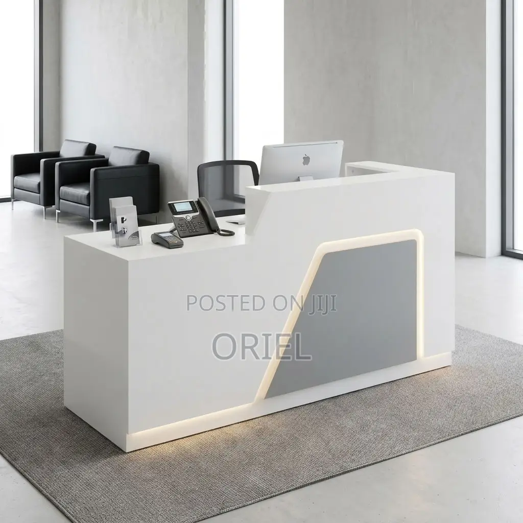 Office Reception Desk : LED-lit Front Office Reception Counter Desk