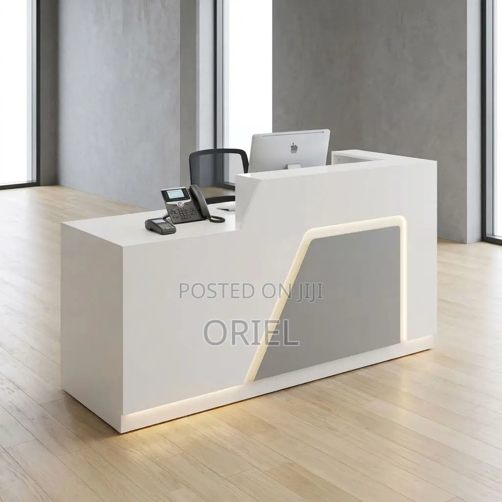 Office Reception Desk : LED-lit Front Office Reception Counter Desk