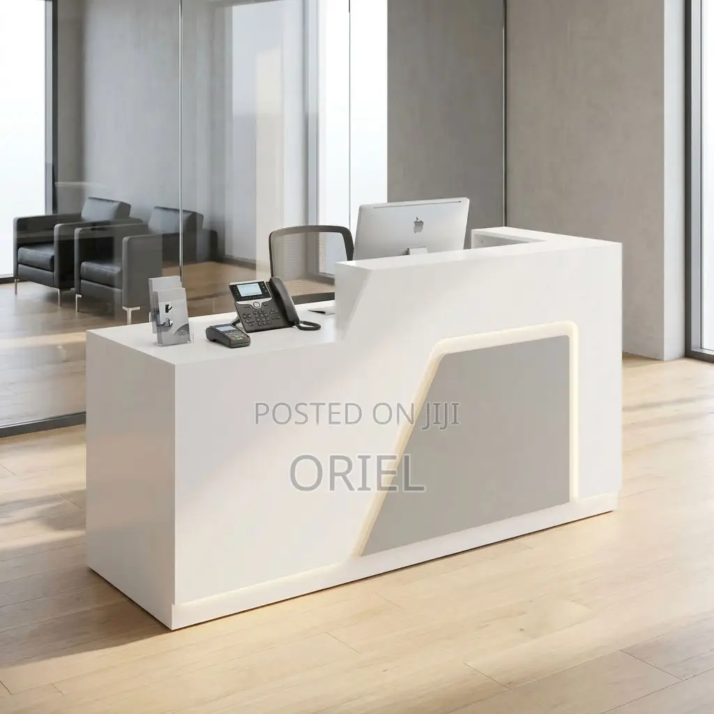 Office Reception Desk : LED-lit Front Office Reception Counter Desk