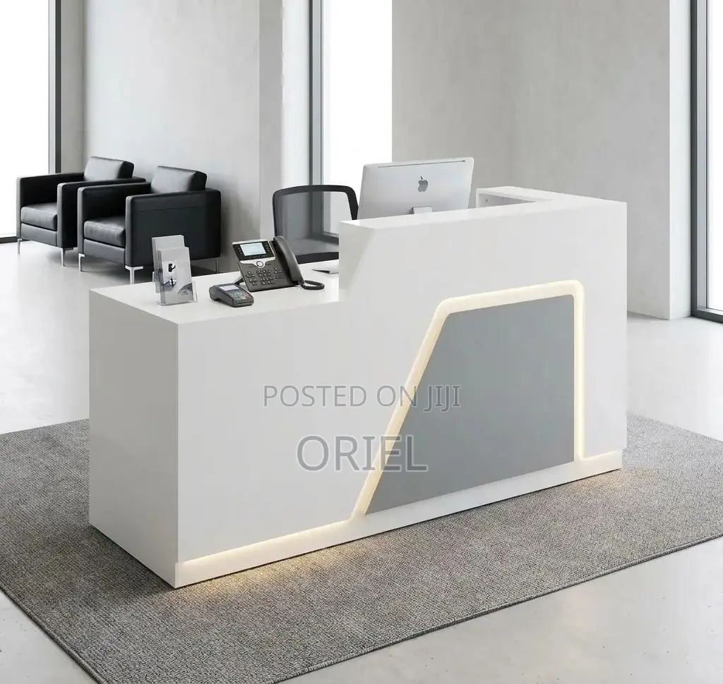 Office Reception Desk : LED-lit Front Office Reception Counter Desk