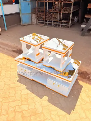 Coffee Table;Luxury White Coffee Table With Gold Marble Finish