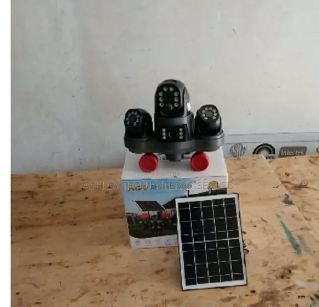 V380 Four Lens Rotating PTZ Camera With Solar Panel