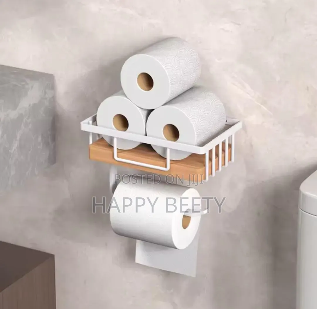 Metallic With Bamboo Tissue Holder