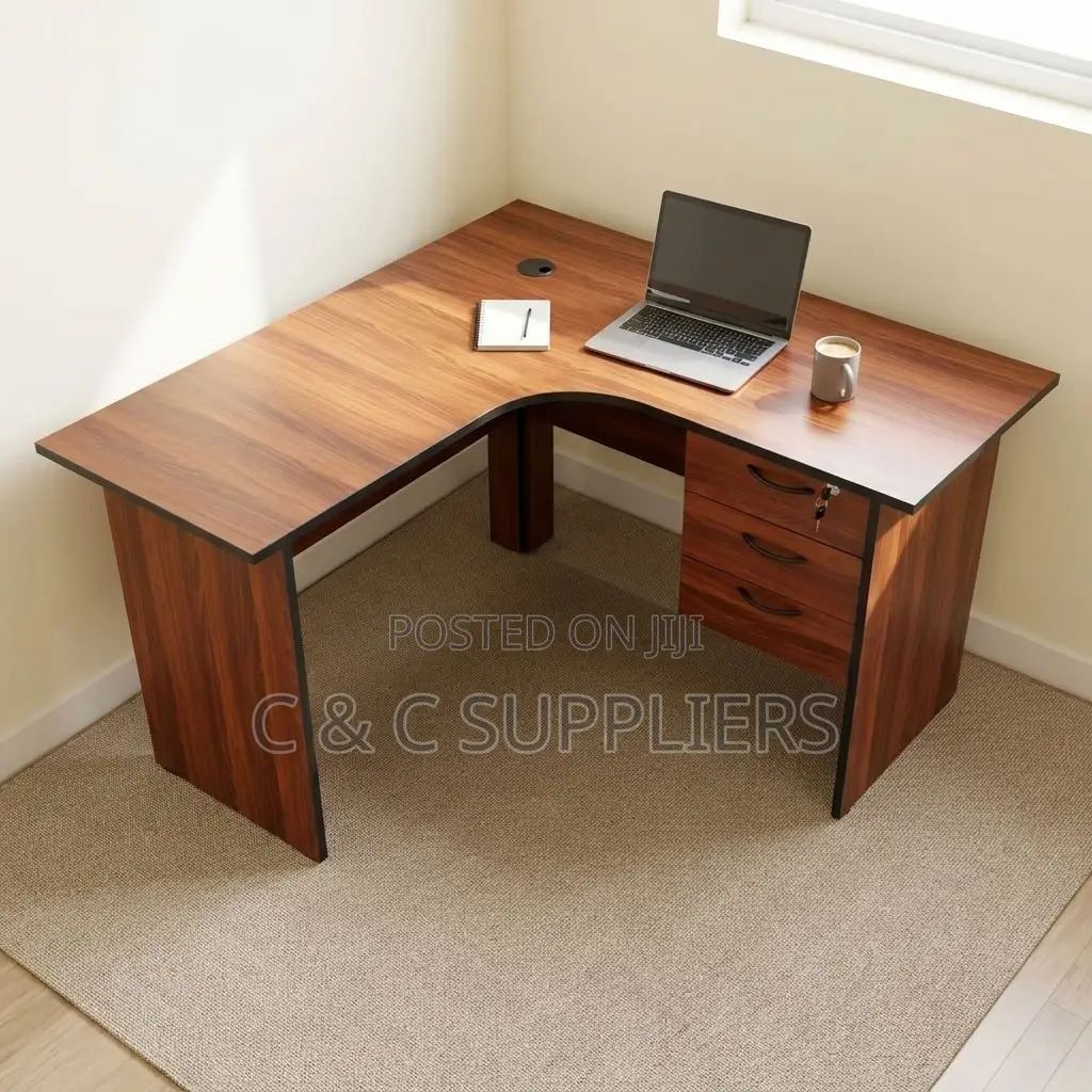 Curved Study Desk With Drawers-120cm