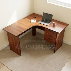 Curved Study Desk With Drawers-120cm