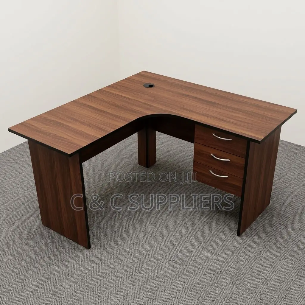 Curved Study Desk With Drawers-120cm