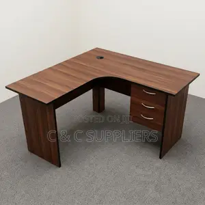 Curved Study Desk With Drawers-120cm