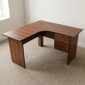 Curved Study Desk With Drawers-120cm