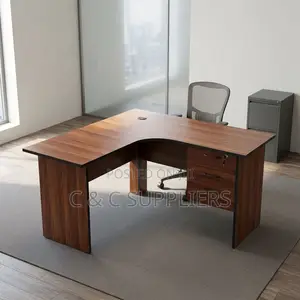Curved Study Desk With Drawers-120cm