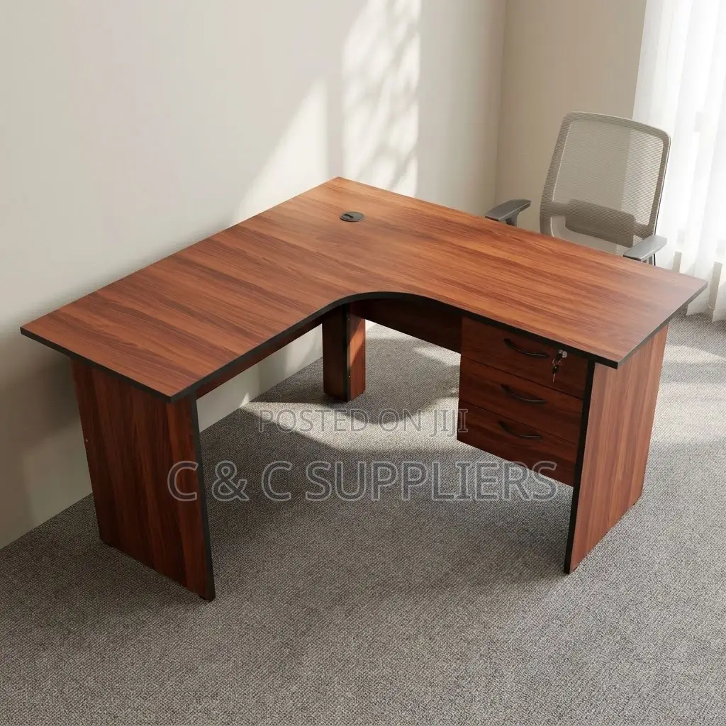 Curved Study Desk With Drawers-120cm