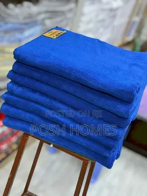 Camel Plain Blue Cotton Towels
