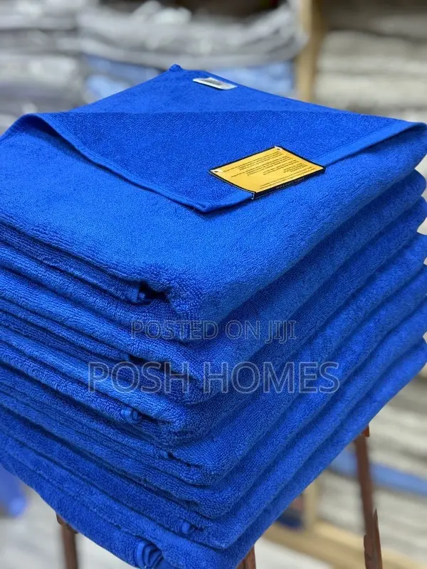 Camel Plain Blue Cotton Towels