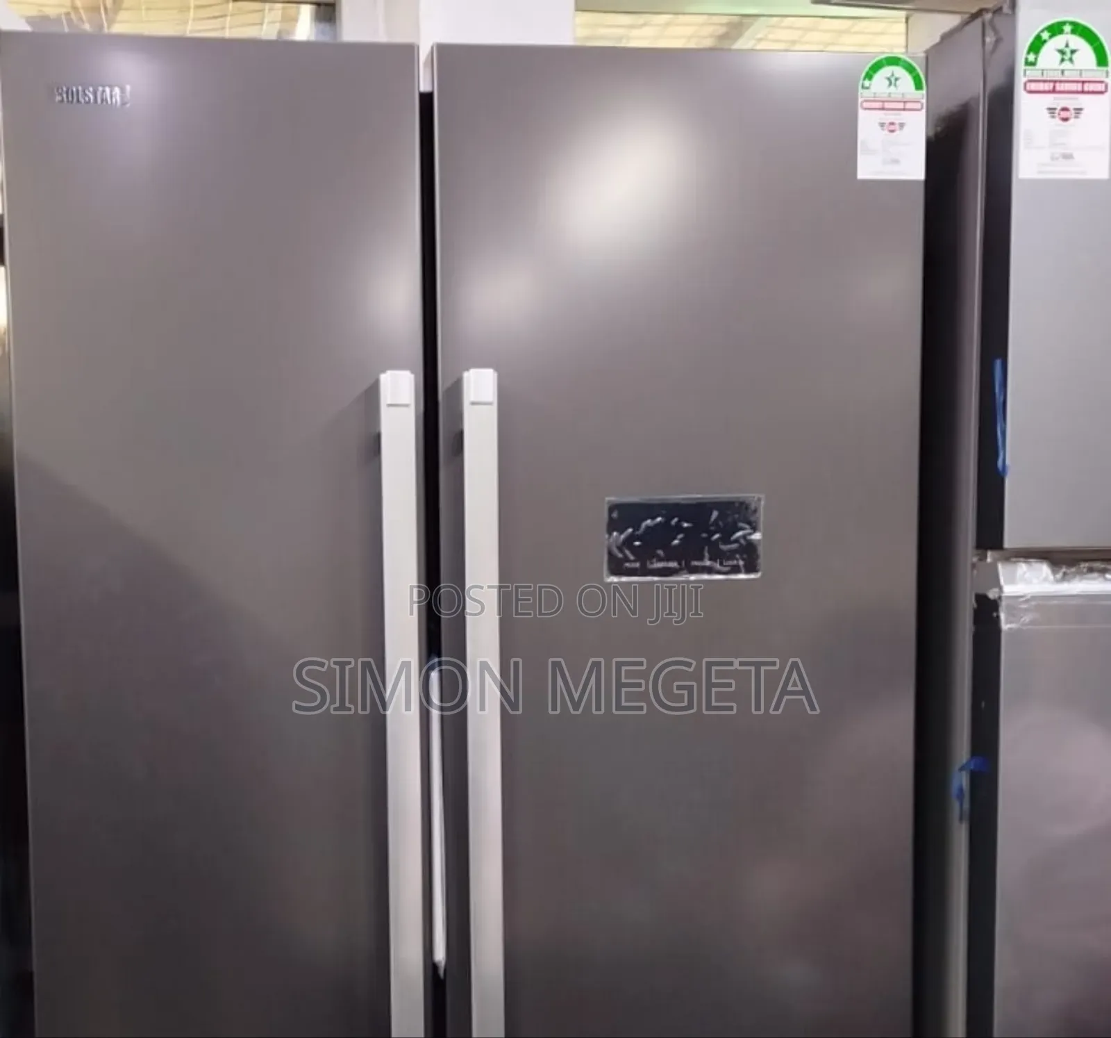 443 Litres Solstar Side by Side Nofrost Silverrefrigerator With Handle