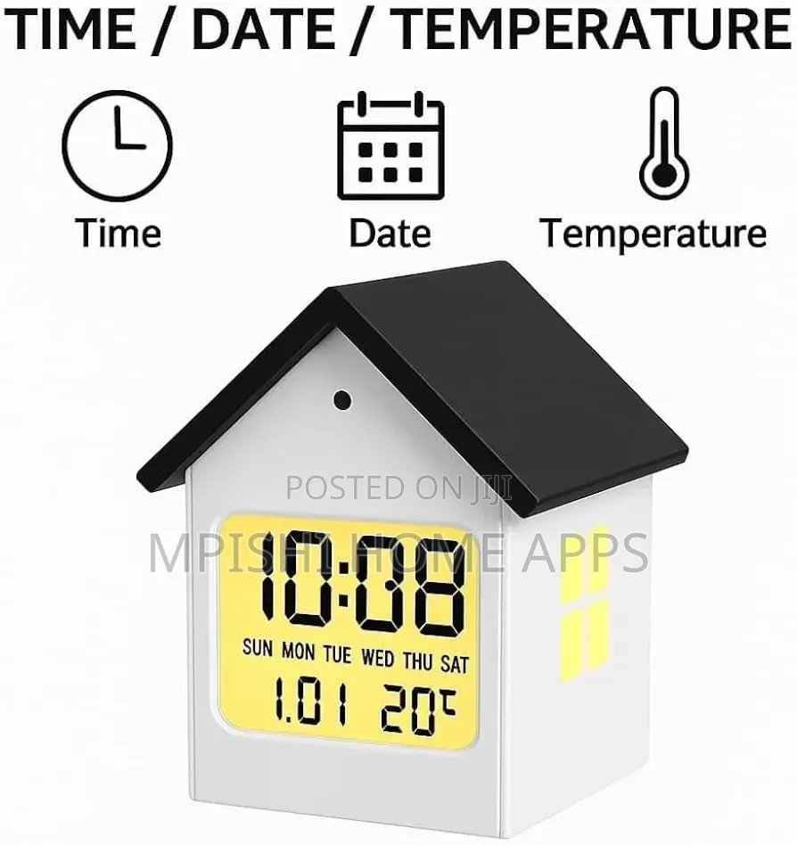 House-Shaped Digital LED Alarm Clock With Date & Temperature