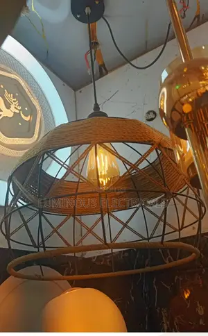 Vintage Industrial Hemp Rope Cage Pendant Chandelier Light