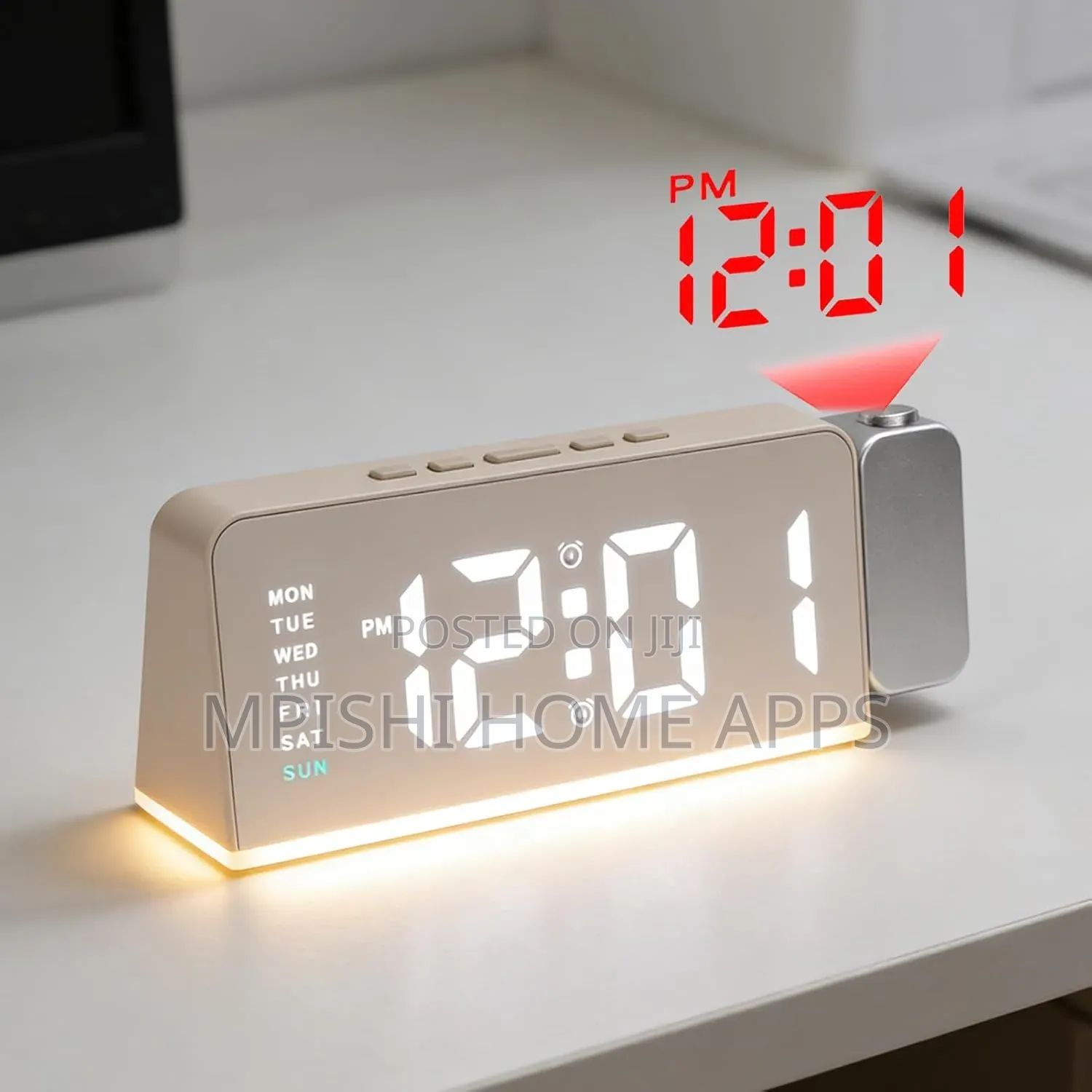 Digital Alarm Clock With 180° Rotatable Projector,