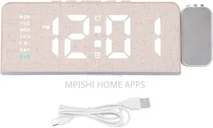Digital Alarm Clock With 180° Rotatable Projector,