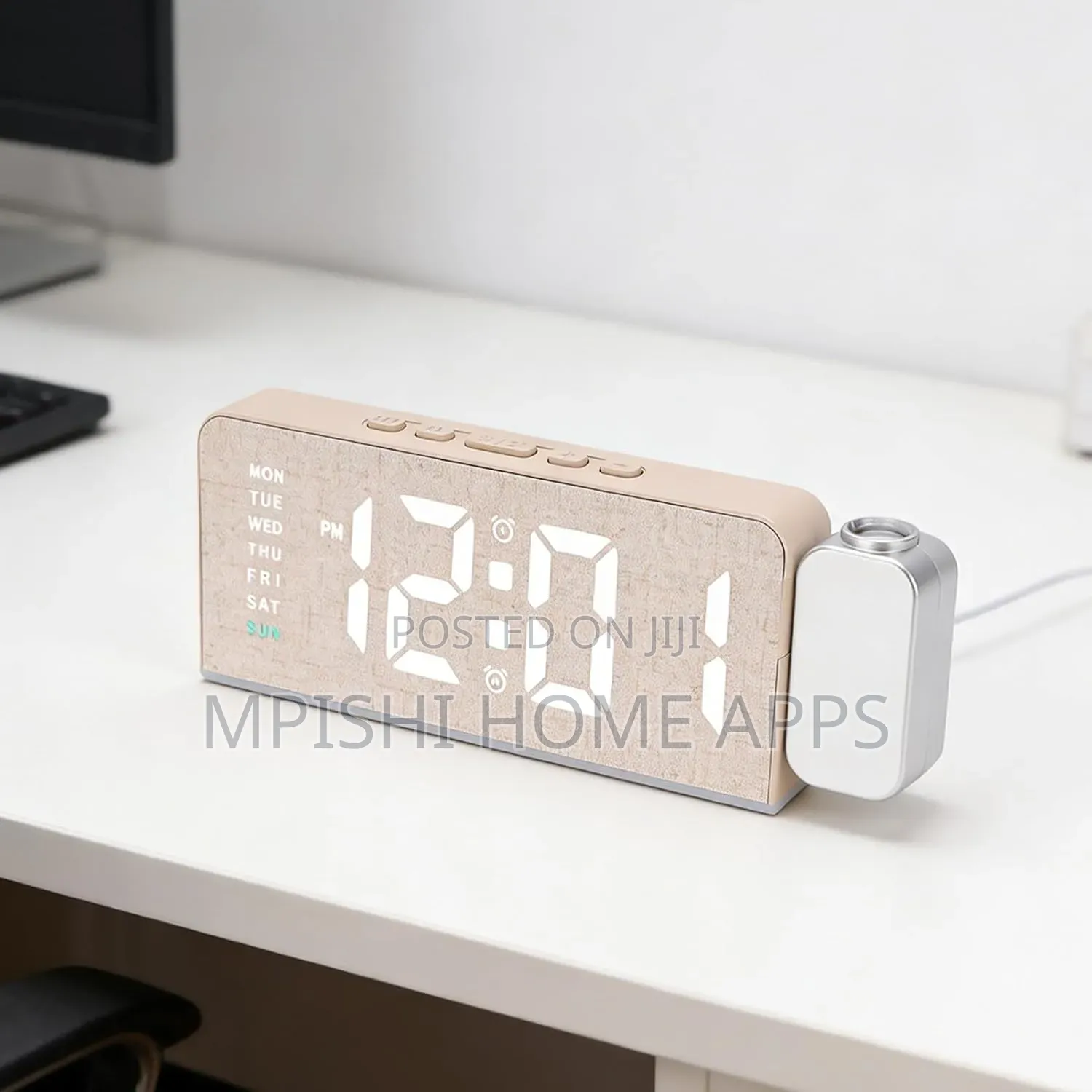 Digital Alarm Clock With 180° Rotatable Projector,