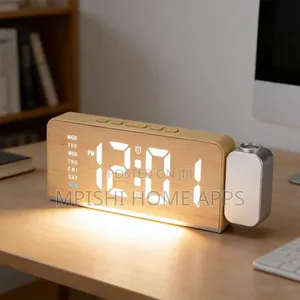 Digital Alarm Clock With 180° Rotatable Projector,